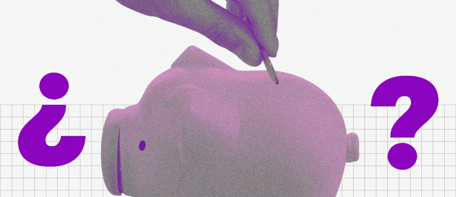 Imagen de alcancía de marrano con dos signos de interrogación. Ahorrar dinero.