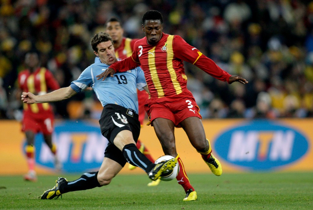 Foto del partido de Uruguay vs Ghana en la Copa Mundial de la FIFA Sudáfrica 2010.