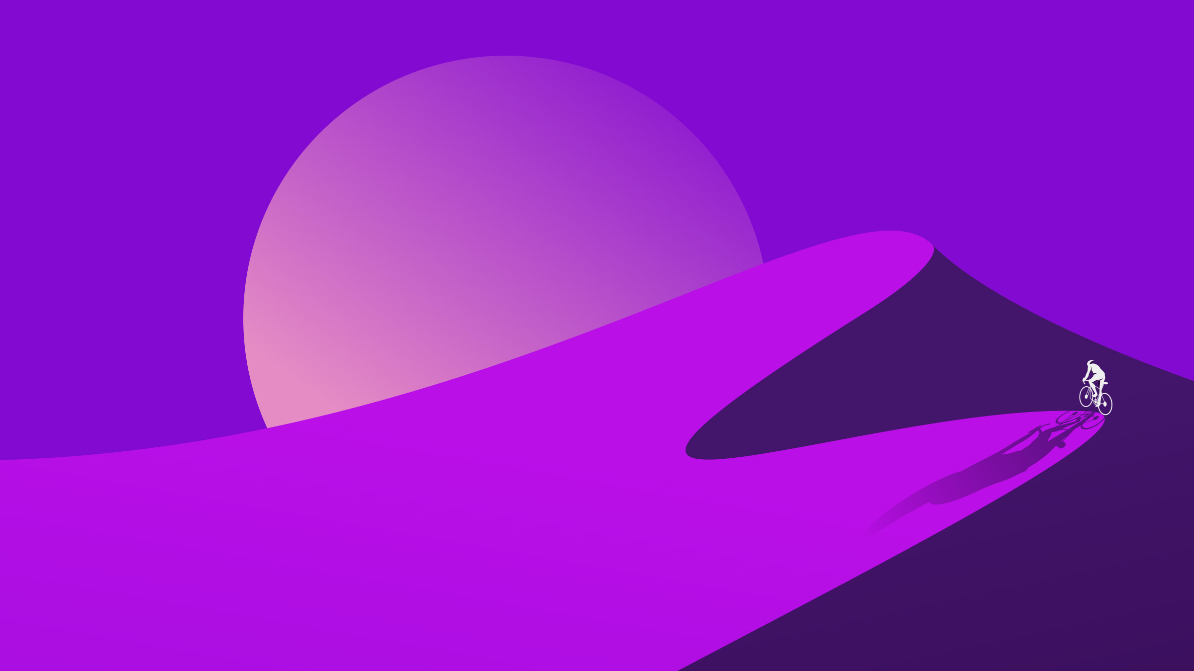 Equipo de ciclismo Nu Colombia en 2024 ilustración morada de una montaña con un ciclista