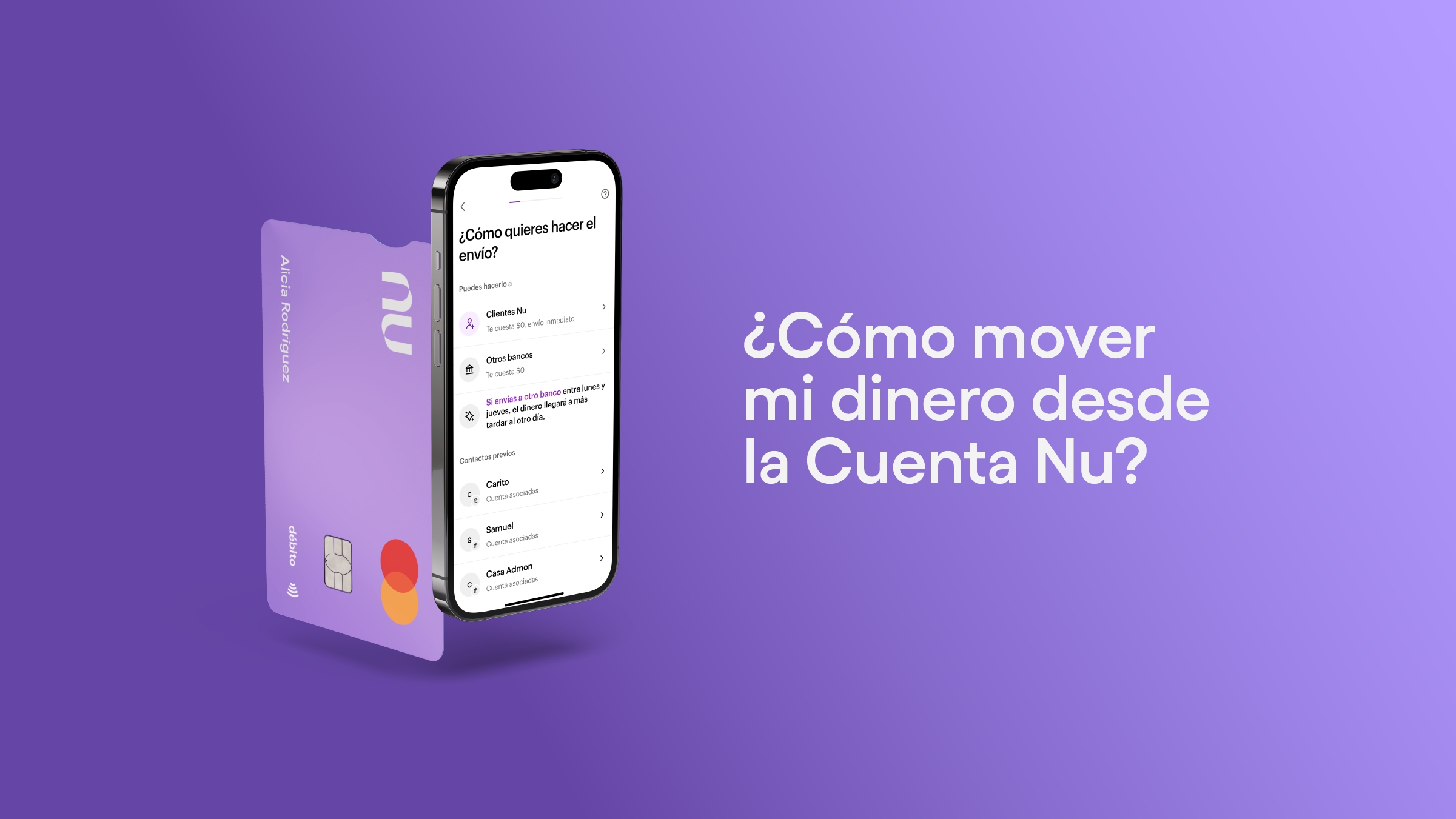 Celular con la Cuenta Nu y la tarjeta débito de Nu. ¿Cómo mover mi dinero desde la Cuenta Nu?