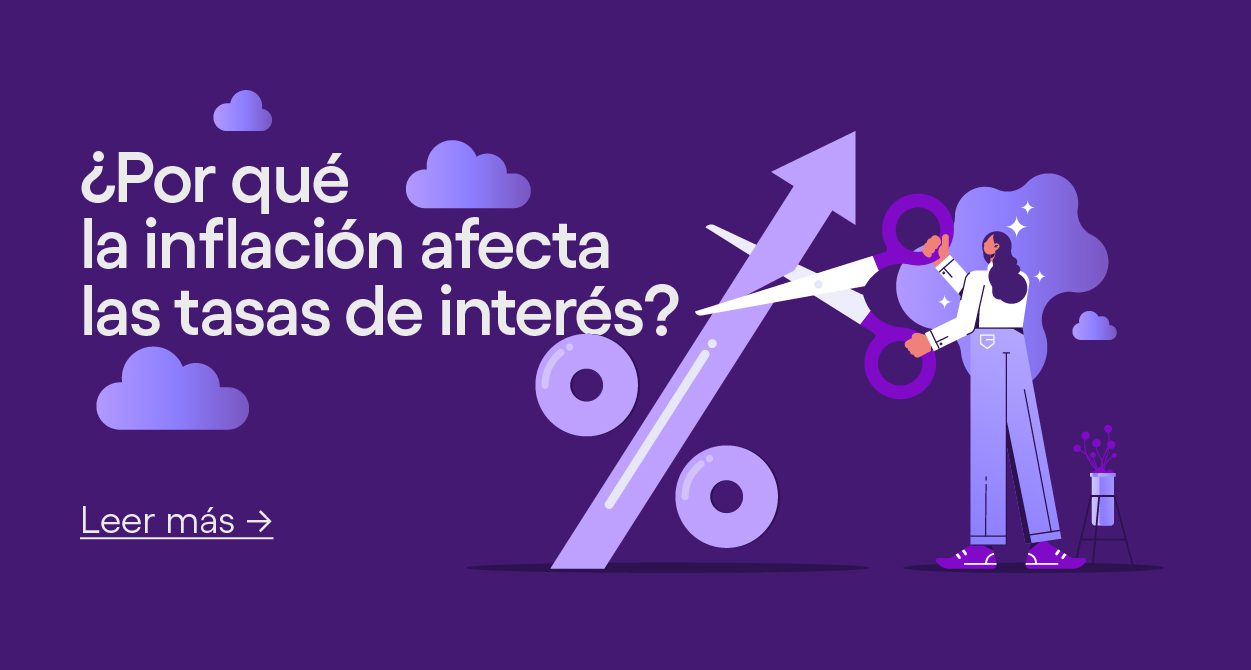 Ilustración de mujer cortando la inflación. ¿Por qué la inflación afecta las tasas de interés?
