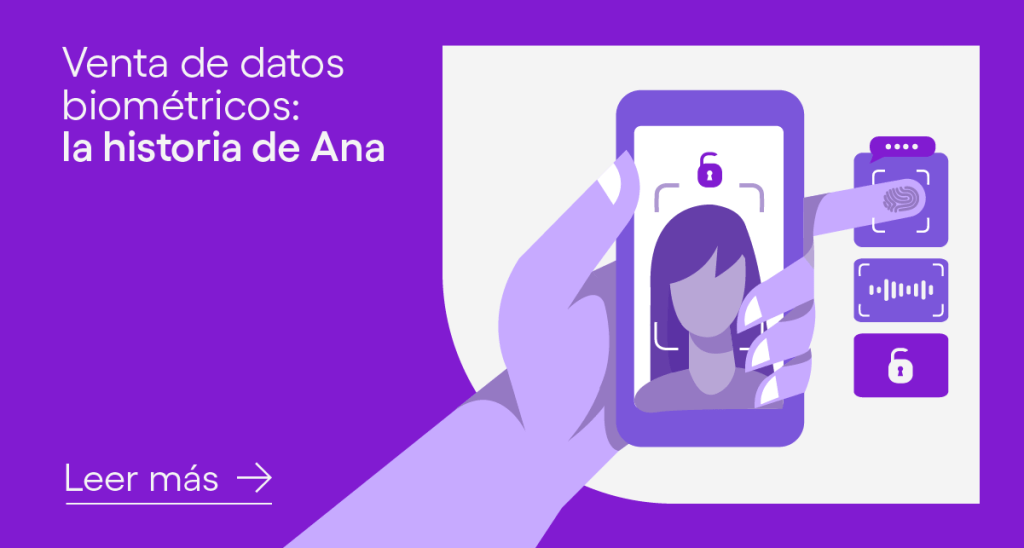 Ilustración de mujer registrando los datos biométricos. Conoce sobre la venta de datos biométricos.