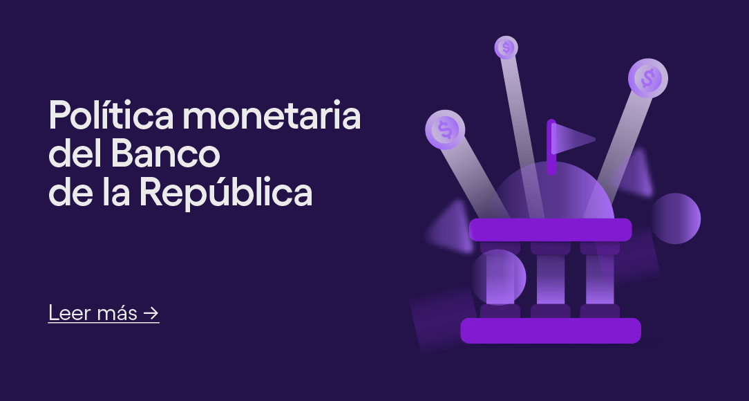 Ilustración de un banco y el símbolo pesos. Política monetaria del Banco de la República.