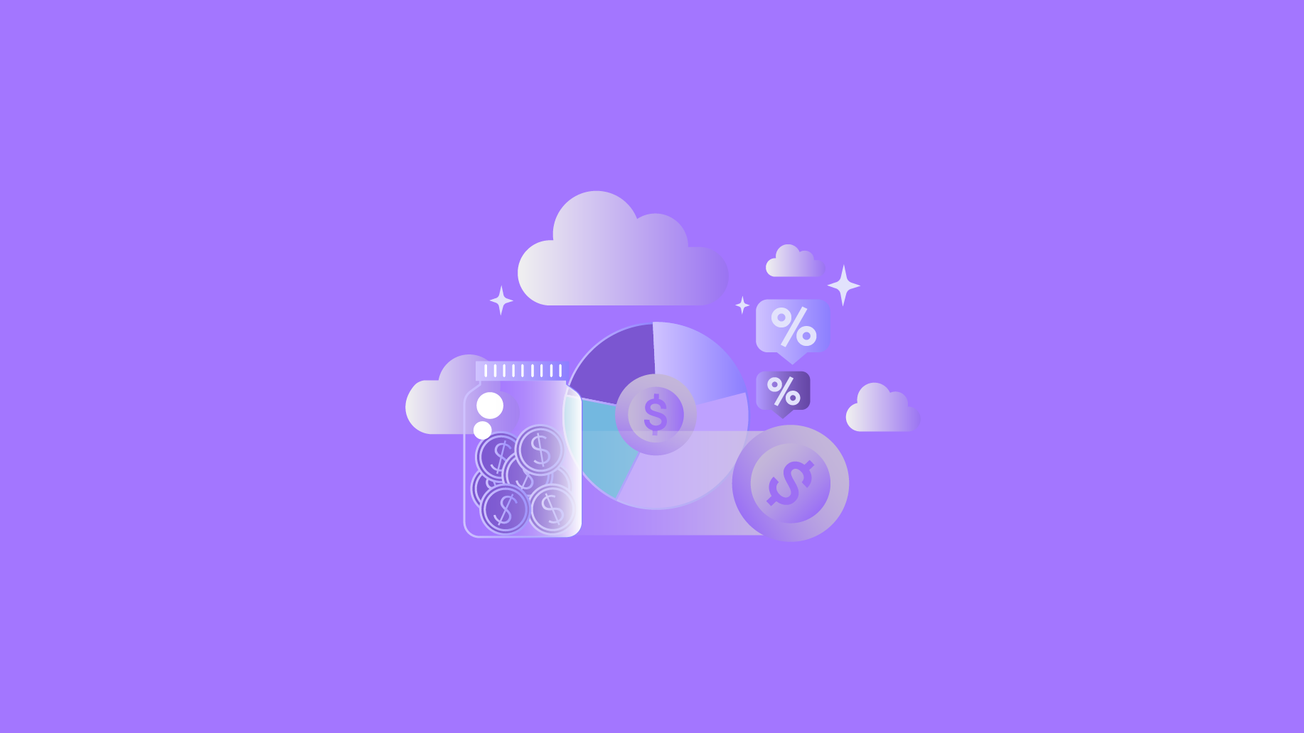 Ilustración de ahorros y finanzas. Usa tu Cuenta de ahorros Nu para organizar tus finanzas.