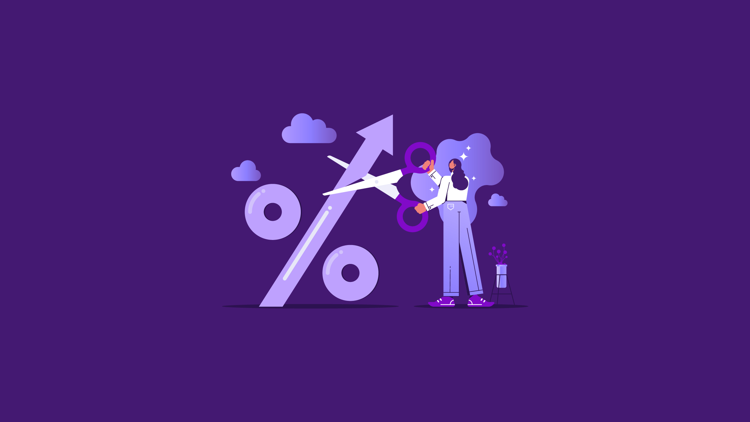 Ilustración de mujer cortando la inflación. ¿Por qué la inflación afecta las tasas de interés?