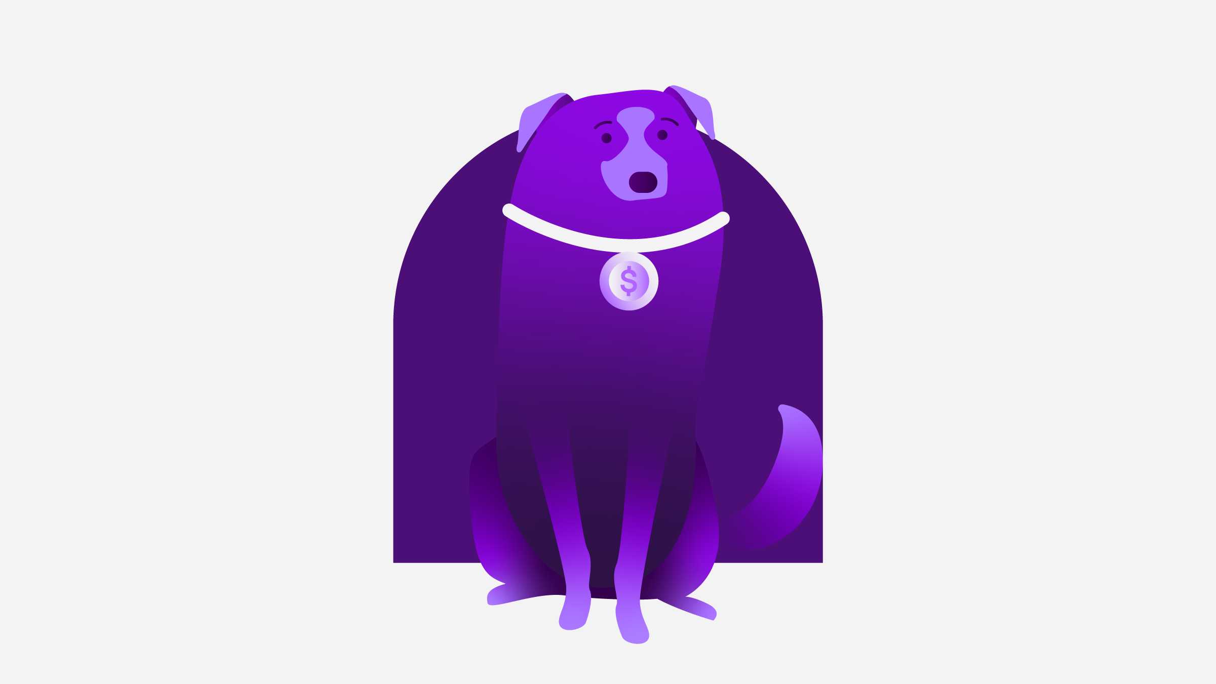 Ilustración de un perro morado. Descubre cuánto cuesta adoptar un perro.