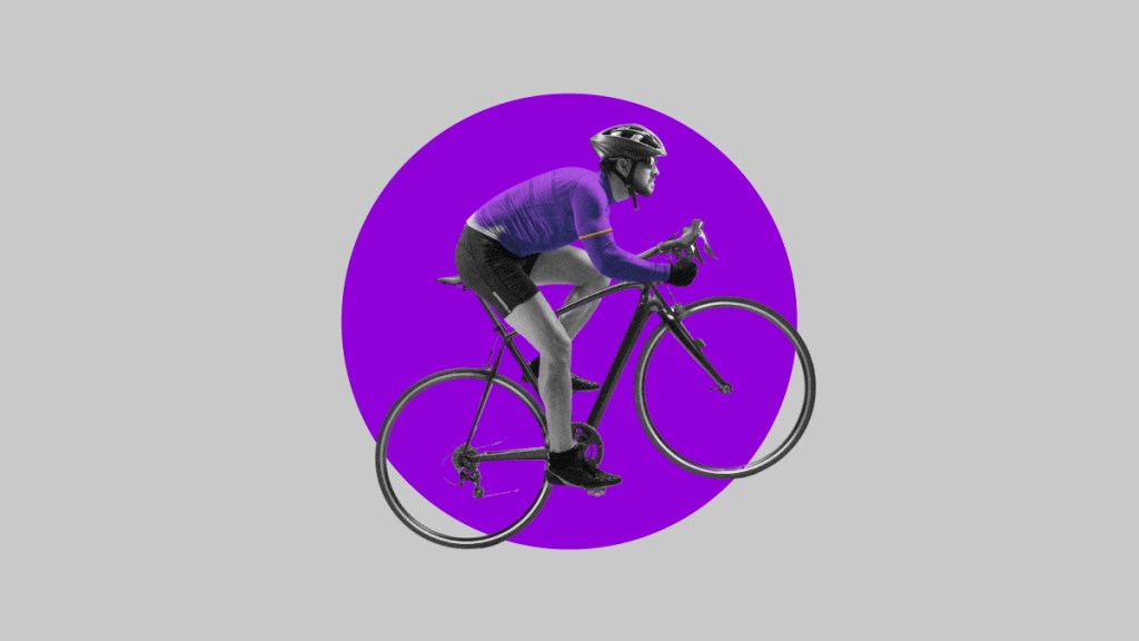 Del ciclismo a las finanzas ¿qué nos enseña el equipo Nu? Foto de ciclista con el uniforme morado. Del ciclismo a las finanzas ¿qué nos enseña el equipo Nu?