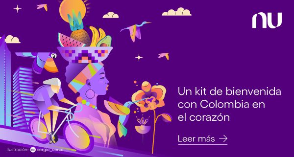 Ilustración del kit de bienvenida de Nu Colombia de la mano de el artista Sergio Corzo.