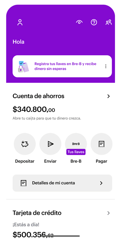 Gif con los pasos para registrar tus llaves Nu