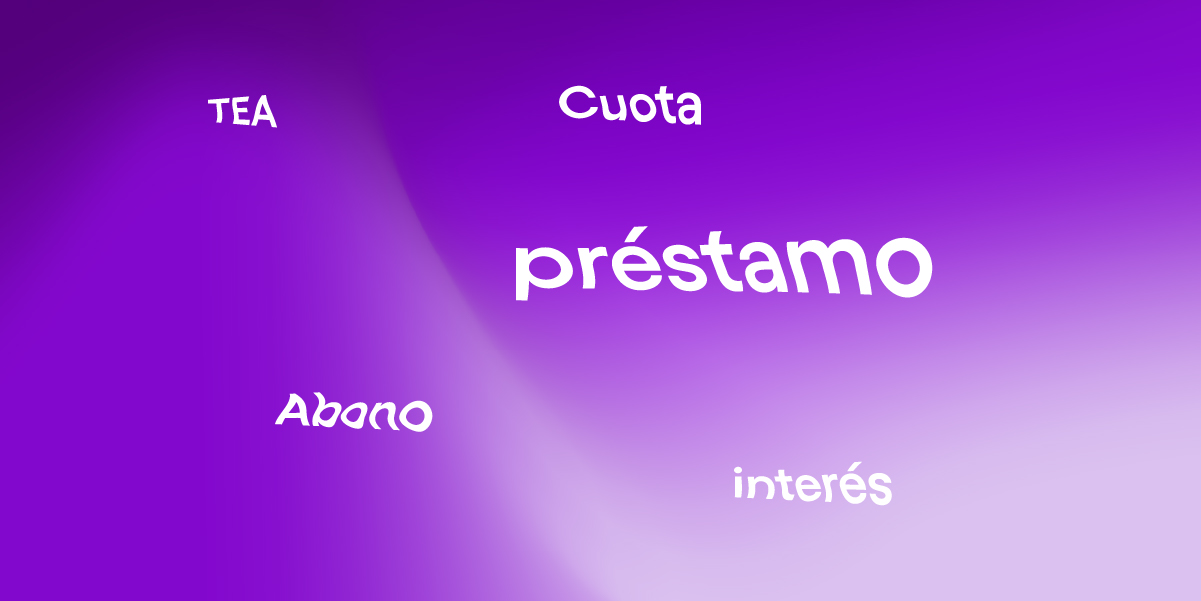 Imagen con las palabras, prestamo, nu, cuota, interés. Conceptos financieros de tu Préstamo en Nu.