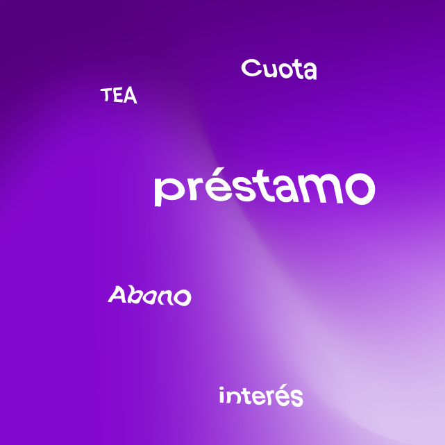 Imagen con las palabras, prestamo, nu, cuota, interés. Conceptos financieros de tu Préstamo en Nu.