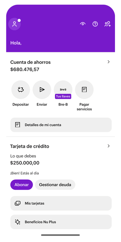 Gif de la app de Nu con las notificaciones en tiempo real