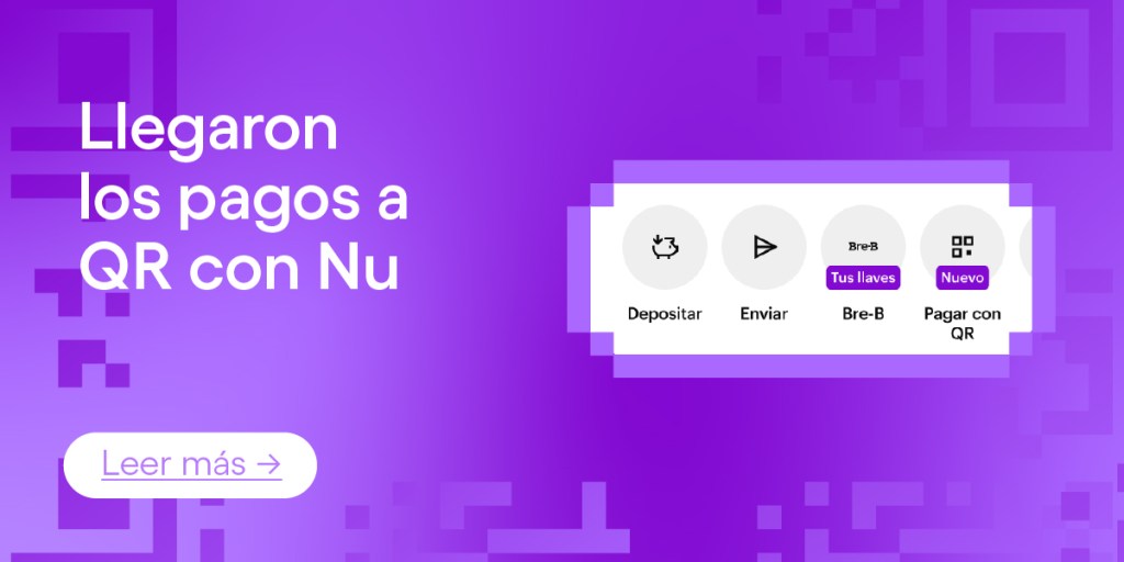 Ilustración de persona haciendo pagos con QR en Nu: envía dinero al instante