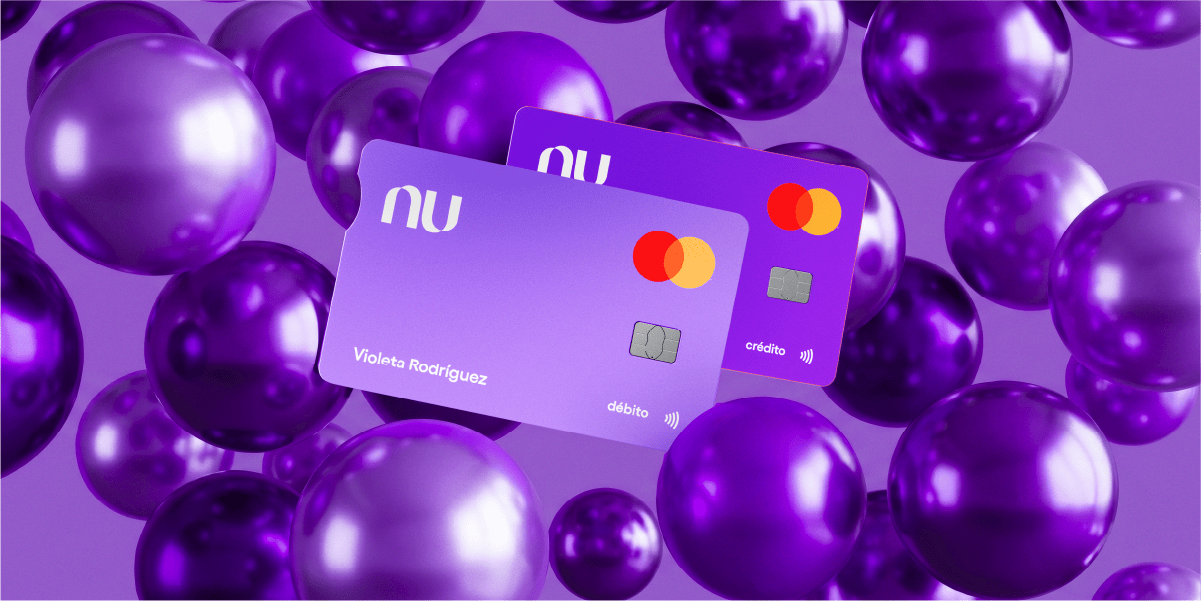 Beneficios de verdad: beneficios Nu Imagen de las tarjetas de Nu con el texto Beneficios de verdad: beneficios Nu