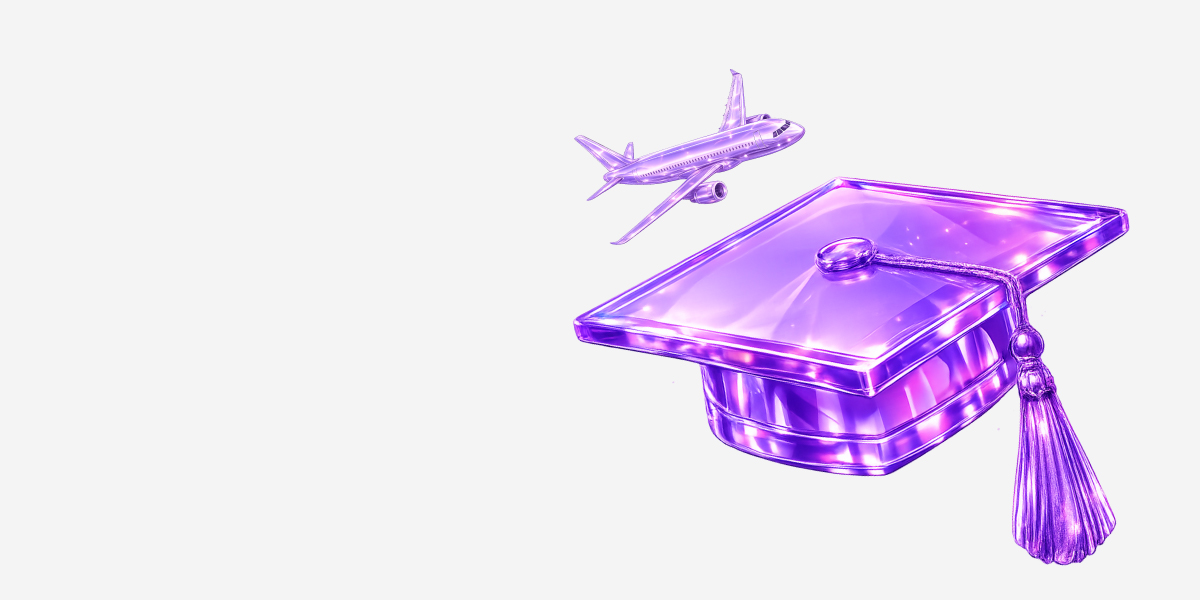 Imagen de avión y birrete. Estudiar en el exterior: ¿cuánto cuesta y cómo empezar a planearlo?