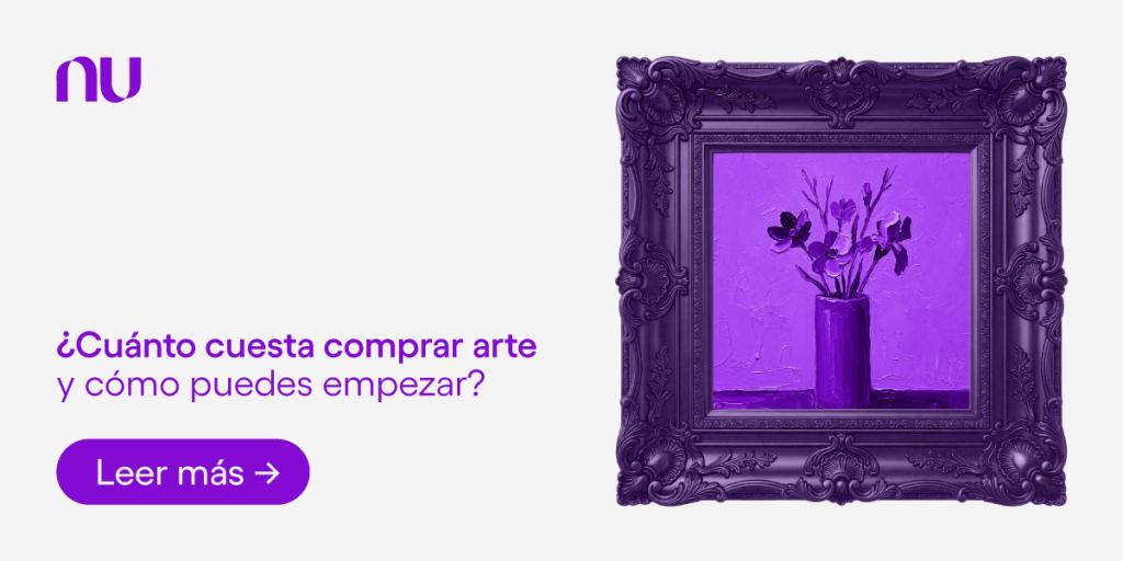 Imagen de obra de arte morada. ¿Cuánto cuesta comprar arte y cómo puedes empezar?