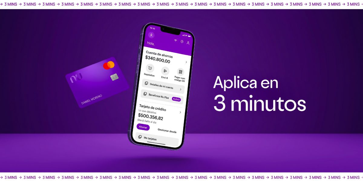 Imagen de la app de Nu. Solicita tu Tarjeta de Crédito Nu