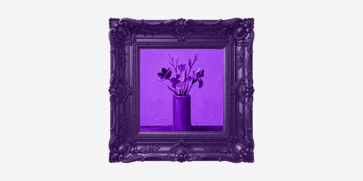 ¿Cuánto cuesta comprar arte y cómo puedes empezar? Imagen de obra de arte morada. ¿Cuánto cuesta comprar arte y cómo puedes empezar?