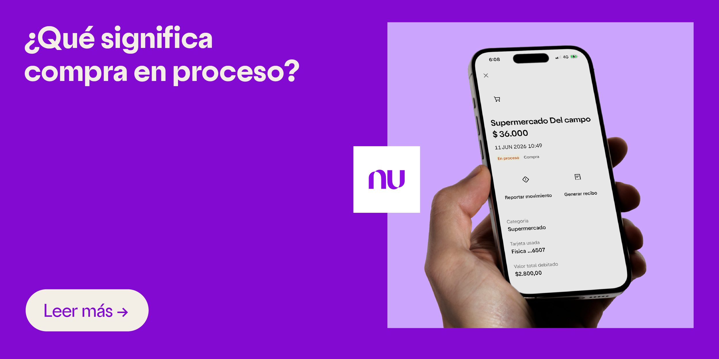 imagen de pantalla de celular con compra en proceso. ¿Qué significa compra en proceso?