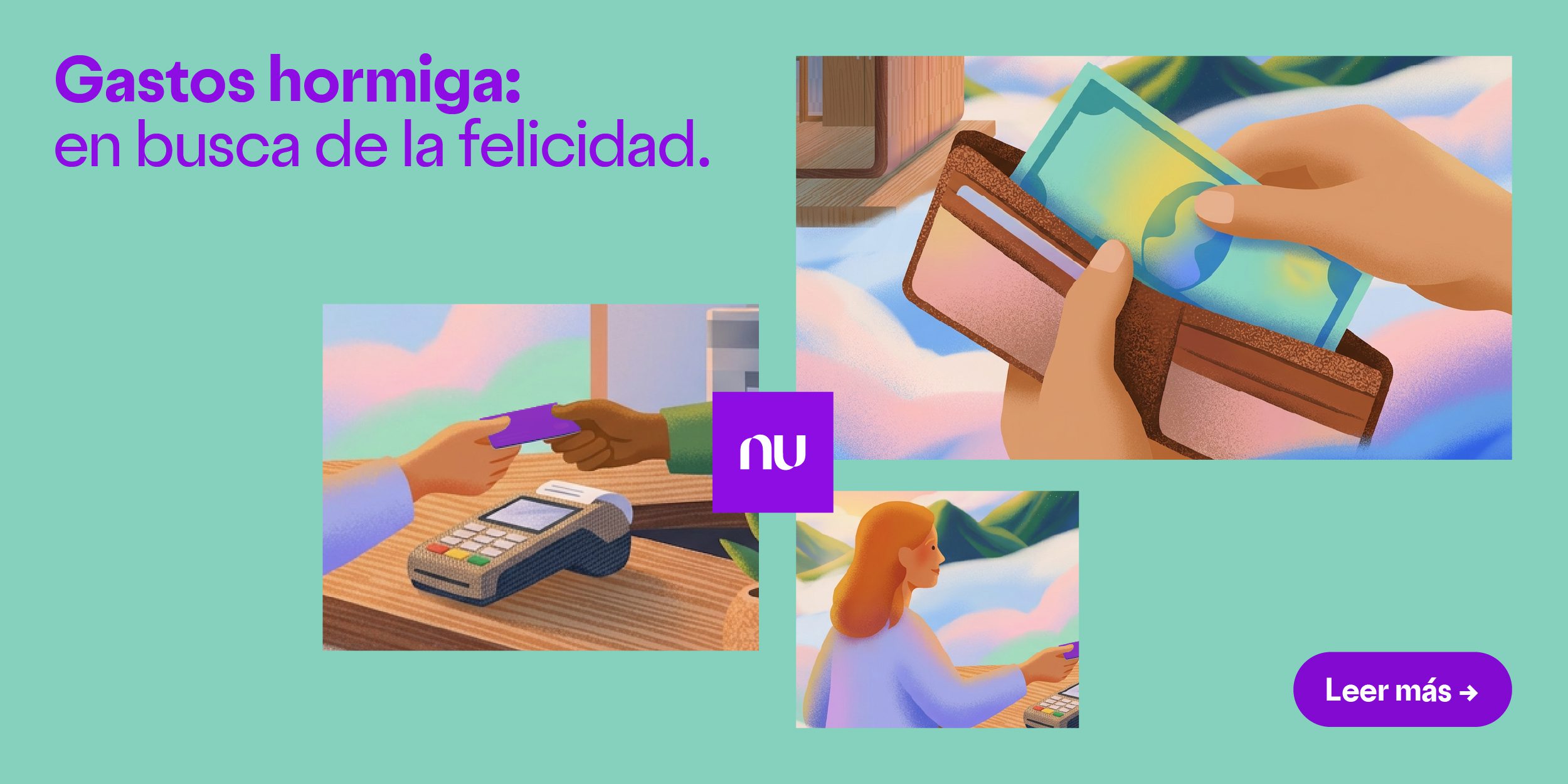 Ilustración de persona haciendo compras. Gastos hormiga: en busca de la felicidad.
