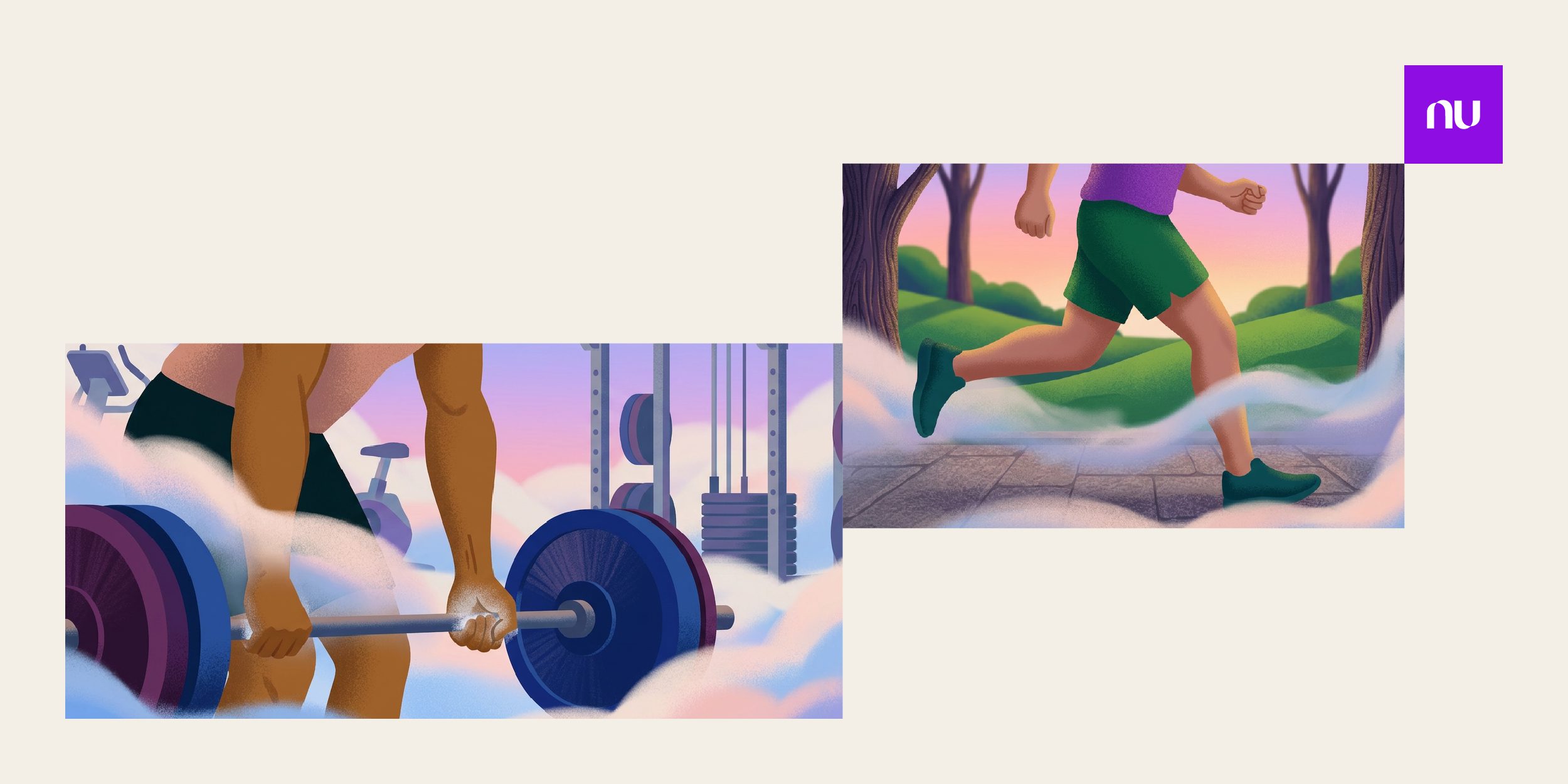 Ilustración de personas haciendo ejercicio. ¿Cuánto te cuesta hacer deporte en Colombia? opciones gratuitas y premium