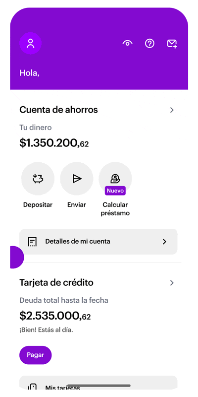 Gif con los pasos para acceder a un Préstamo Nu
