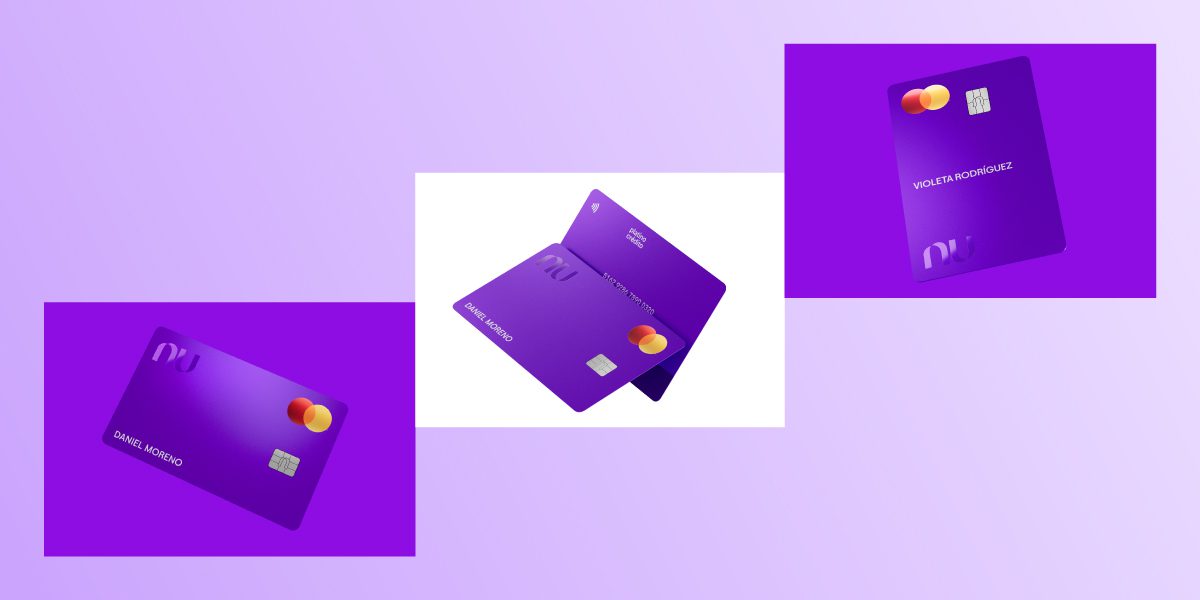 Productos Nu: Tarjeta de Crédito Morada Nu, Tarjeta de Crédito Platino Nu y Cuenta Nu Imagen de los productos Nu. Tarjeta de Crédito Morada Nu, Tarjeta de Crédito Platino Nu y Cuenta Nu